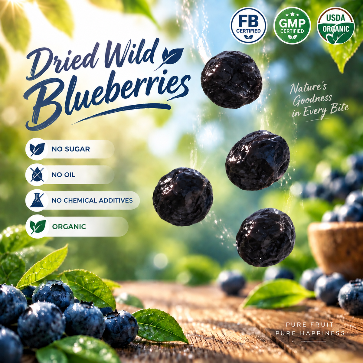 Premium Organic Maine Wild Blueberries | High-Anthocyanin Antioxidant Superfood - WHM