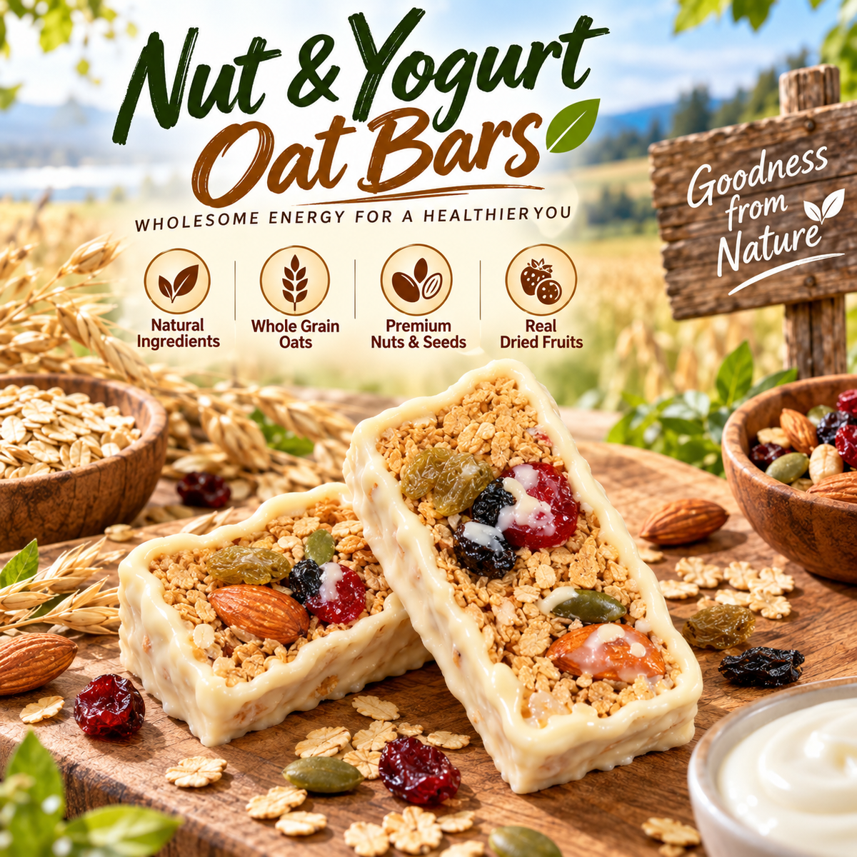 Nut & Yogurt Oat Bars – Crunchy, Tasty, with Protein & Calcium-OUO