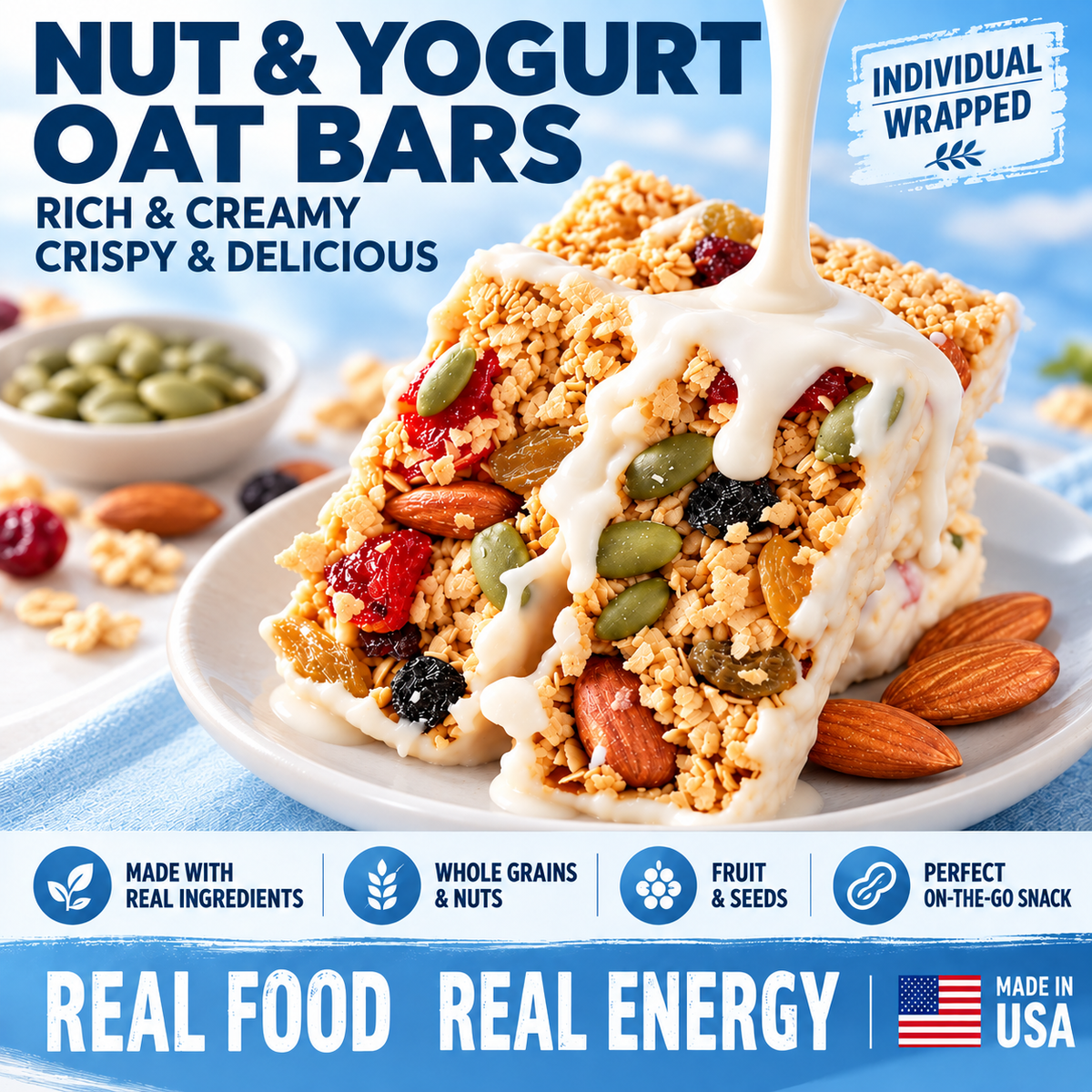 Nut & Yogurt Oat Bars – Crunchy, Tasty, with Protein & Calcium-OUO