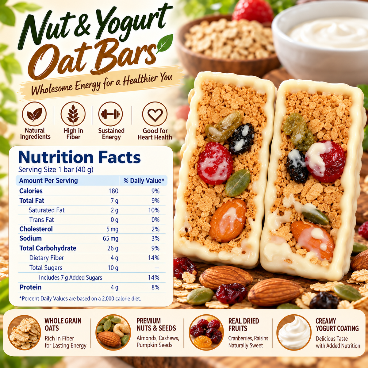 Nut & Yogurt Oat Bars – Crunchy, Tasty, with Protein & Calcium-OUO